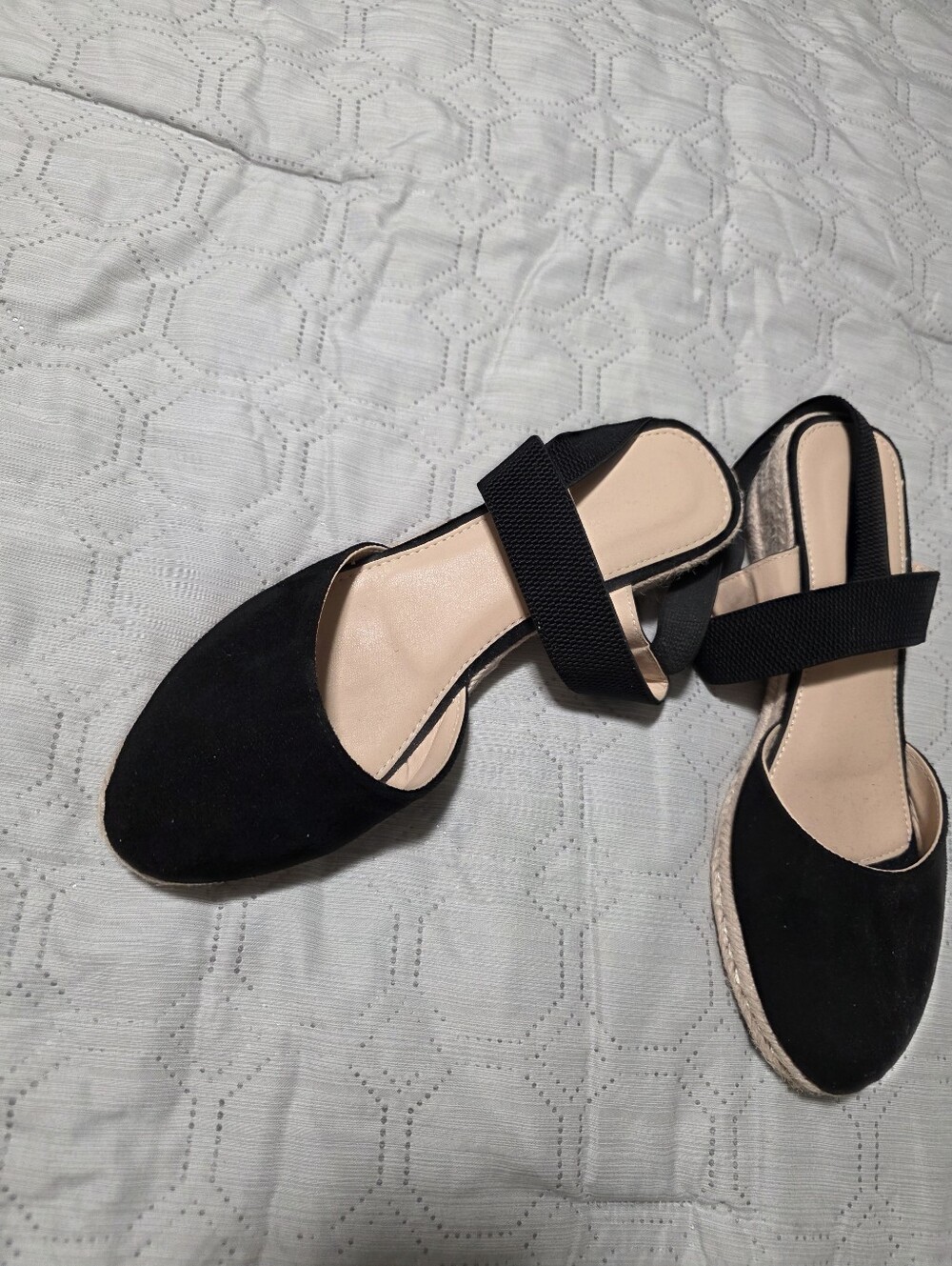 Alfani Black Suede-Look Elastic Strap Flats